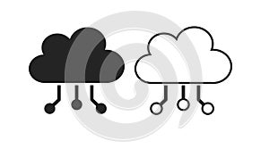 Digital Cloud Icon. Vector isolated editable black and white illustration of a cloud