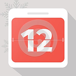 Calendar icon. Calendar Date with snowflakes. Number 12. Time management