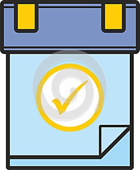 Calendar icon with check mark, completed task concept
