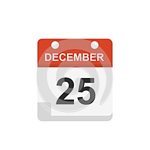 Calendar icon, christmas day, vector illustration