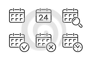 Calendar Icon collection. Set of calendar symbols. Meeting Deadlines icon. Time management.