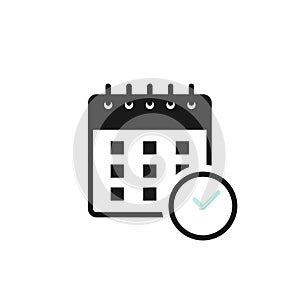 Calendar icon. Concept of organization appointment, schedule, deadline, timing. Vector illustration, flat design