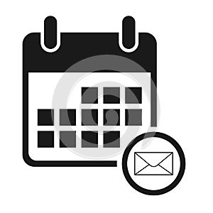 Calendar icon email, date event symbol isolated on white background. Vector web button
