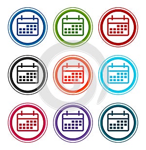 Calendar icon flat round buttons set illustration design