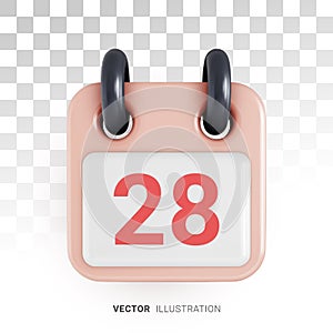 Calendar icon. Flip calendar with the date of the month 28