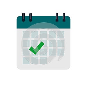 Calendar Icon with Mark. Concept of Schedule, appointment. Vector Illustration EPS10