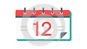 Calendar icon with number 12, marking dates and important events, vector design Generative AI