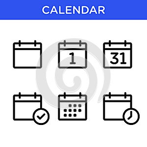 Calendar icon in outline style.