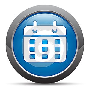 Calendar icon premium blue round button vector illustration
