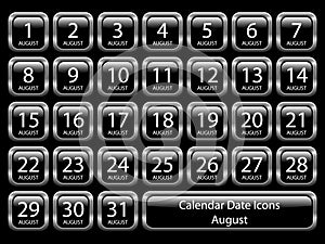 Calendar Icon Set - August