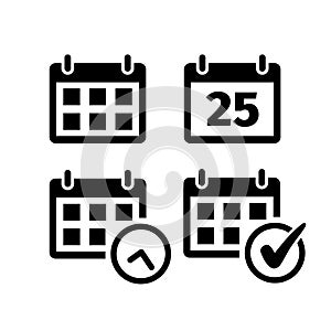 Calendar icon set in flat style on white.