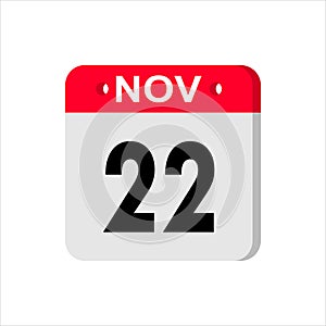 Calendar Icon with shadow. Calendar Icon. November 22