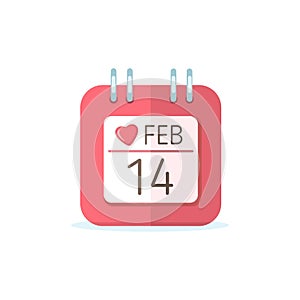 Calendar icon with valentine date