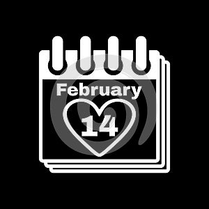 The calendar icon. Valentines day symbol.