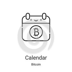 calendar icon vector from bitcoin collection. Thin line calendar outline icon vector illustration. Linear symbol for use on web