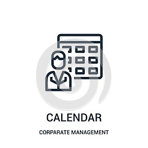 calendar icon vector from corparate management collection. Thin line calendar outline icon vector illustration. Linear symbol for photo