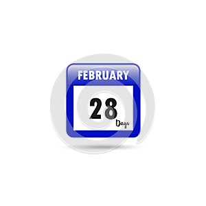 Calendar icon. Vector illustration. 28 days in February