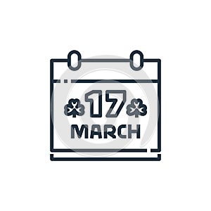 calendar icon vector from st patricks day concept. Thin line illustration of calendar editable stroke. calendar linear sign for