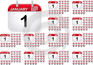 Calendar icons for all monthes of the year photo