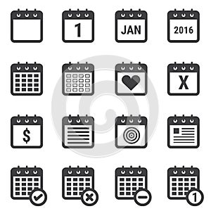 Calendar icons set on white background.