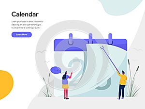 Calendar Illustration Concept. Modern flat design concept of web page design for website and mobile website.Vector illustration