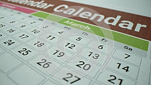 Calendar with an important event for 8 March, International Women's Day. 2024 year. Macro. Business. Holidays. New