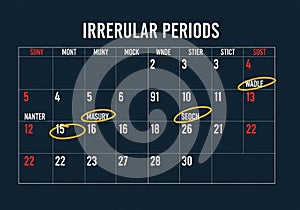 Calendar with irregular names for days