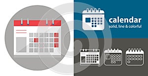 calendar isolated flat icon. business line solid design element