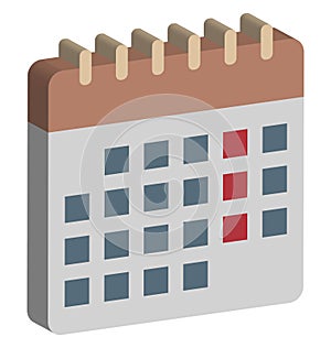 Calendar Isolated Vector Icon Editable