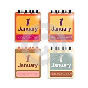 Calendar from January 1st. The first day of the new year. Vector illustration in flat style