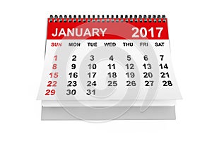 Calendar January 2017. 3d rendering