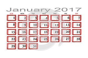 Calendar for January 2017