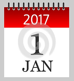 Calendar of January 2017 - illustration - Vector