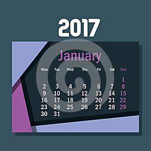 Calendar january 2017 template icon