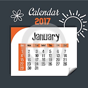 Calendar january 2017 template icon