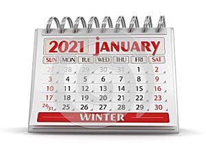 Calendar -  January 2021 clipping path included