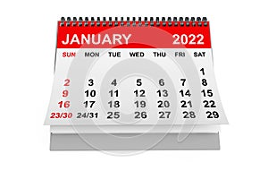 Calendar January 2022. 3d rendering