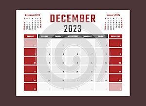 calendar for January 2023 starts sunday, vector calendar design January 2023 year