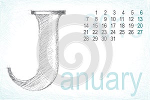Calendar january pencil hand draw