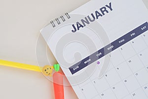 Calendar January on white tone