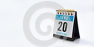 A Calendar with June 20 on father`s day