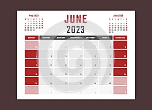 calendar for june 2023 starts sunday, vector calendar design june 2023 year