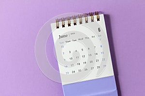 Calendar for June 2024. Desk calendar for planning, scheduling, assigning, organizing and managing every date