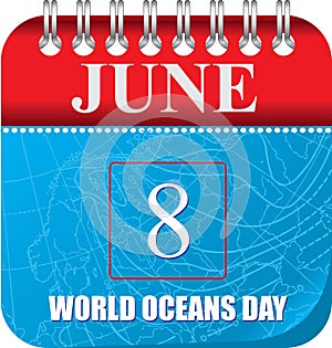 Calendar for june day Oceans Day