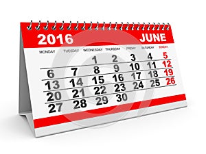 Calendar June 2016.