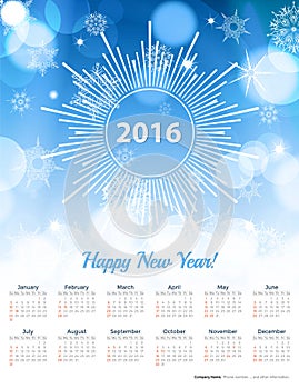 Calendar on Light blue blur background. Happy new