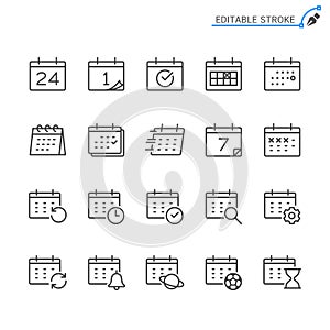 Calendar line icons. Editable stroke