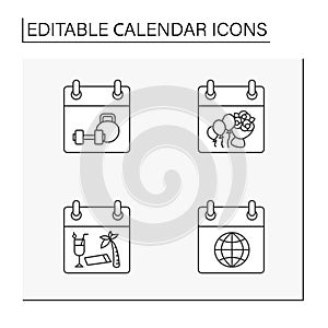 Calendar line icons set