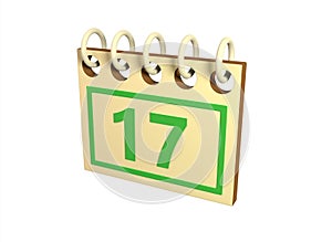 calendar for March 17th on a white background 3d rendering