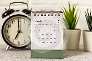 Calendar for March 2024. Desk calendar for planning.